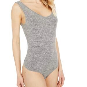 Madewell Gray Marled Tank Bodysuit Thong Stretch Knit Size L